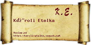 Károli Etelka névjegykártya